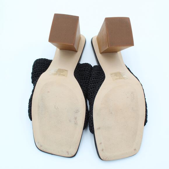 Steve Madden Sandal Womens Size 8.5  Black Knit Block Heel Y2K Mule Chunky - Picture 7 of 9